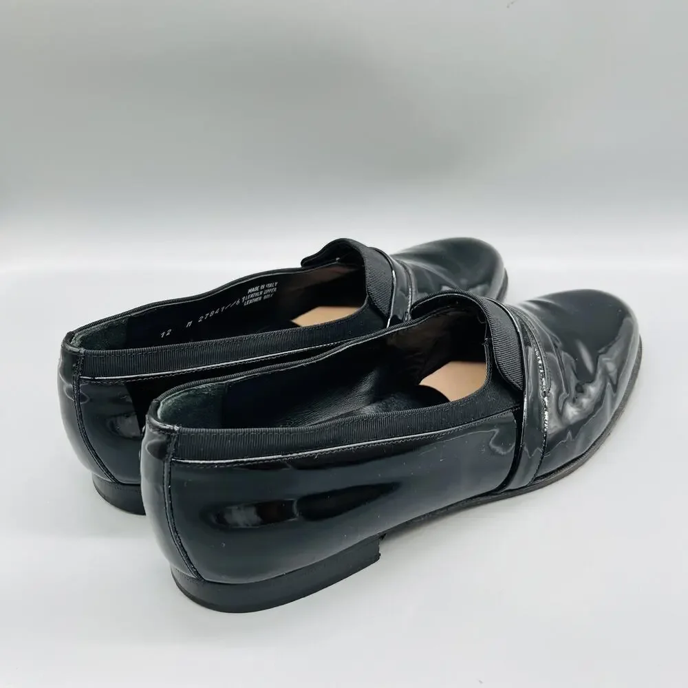 Bostonian Shoes Mens 12 Black Patent Leather Florentine Loafer Made Italy Vtg